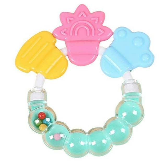 Teether bayi bentuk gelang + Krincingan Gigitan Bayi