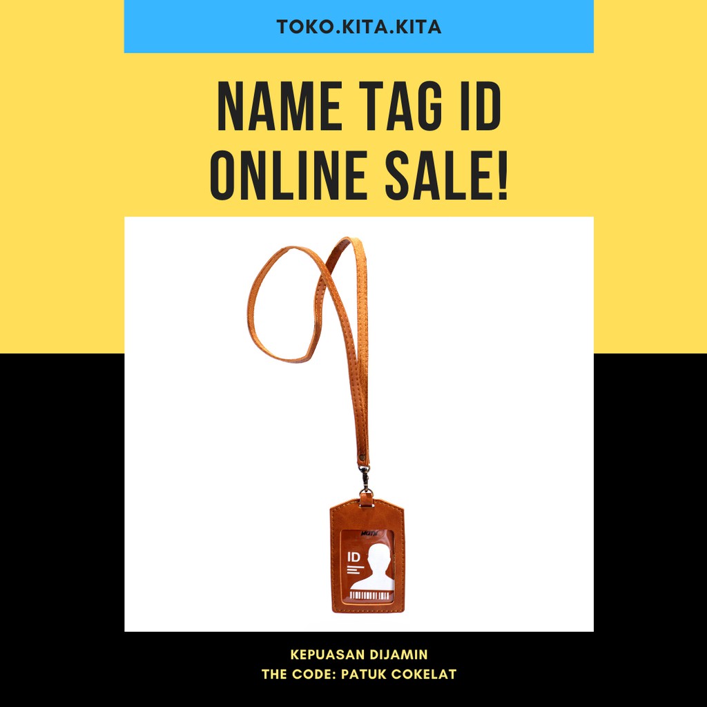 

Name Tag Id Card Holder Badge Kulit Premium