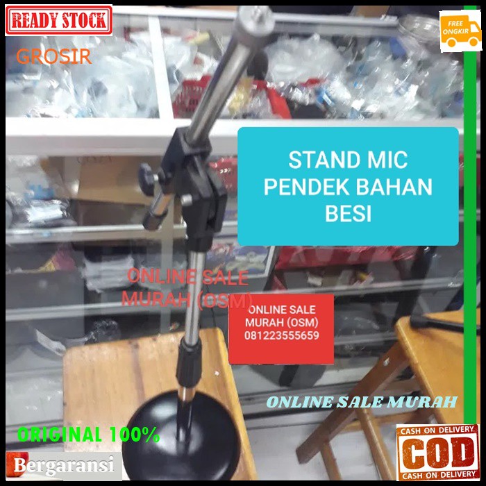 G108 Stand mic standing mik besi kaki bulat pendek ORIGINAL holder microphone penyangga universal