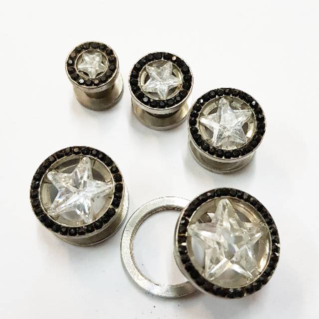 Plug onxy daimond white 6/8/10/12/14 mm piercing jewelry