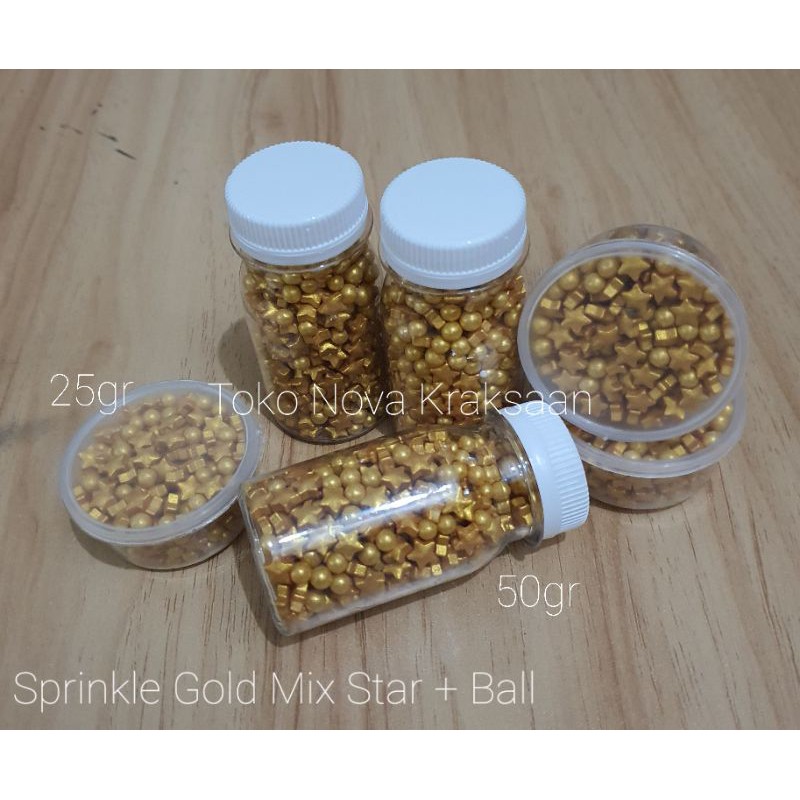 

sprinkle gold mix star - ball 25gr repack cup