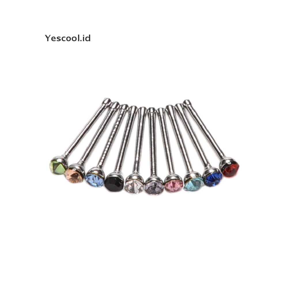 【Yescool】 Chic Crystal Rhinestone Nose Ring Bone Stud Surgical Steel Body Piercing Jewelry .