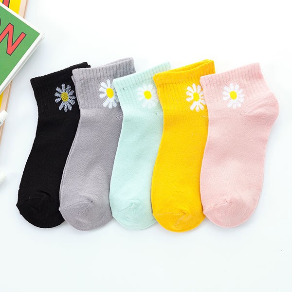 Kaos Kaki Ankle Motif Bunga Aster Cute / Kaos Kaki Import Korea Panjang Semata Kaki / TV-13