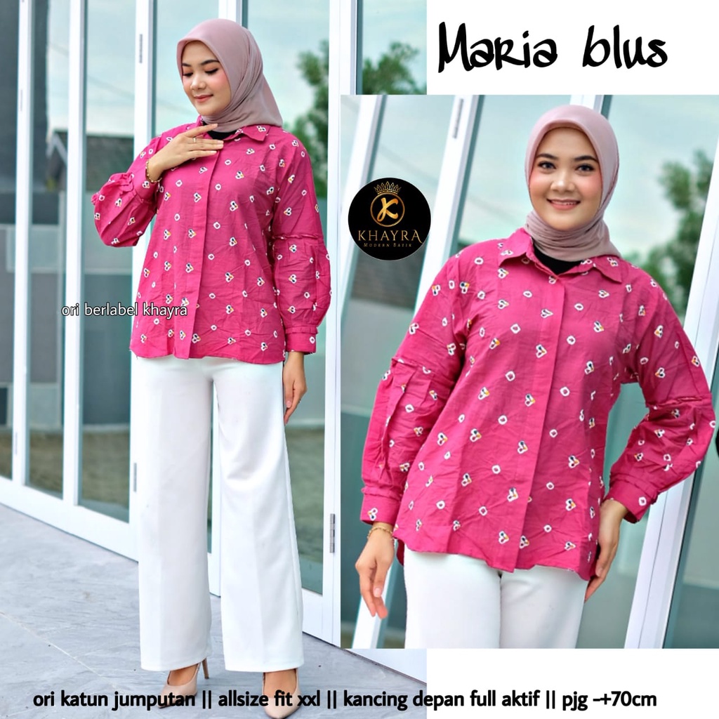 Blus Maria  batik solo atasan kerja trendy blus kancing depan busui friendly blus wanita