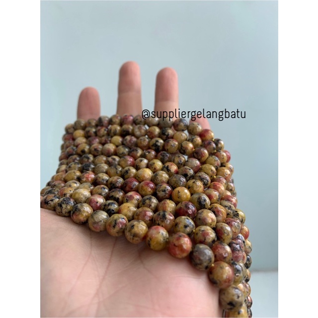 semi stone 8mm yellow chrysocolla bahan rangkai aksesoris bacan kuning