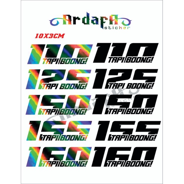 STICKER TAPI BOONG 110 125 150 155 160 STIKER MOTOR