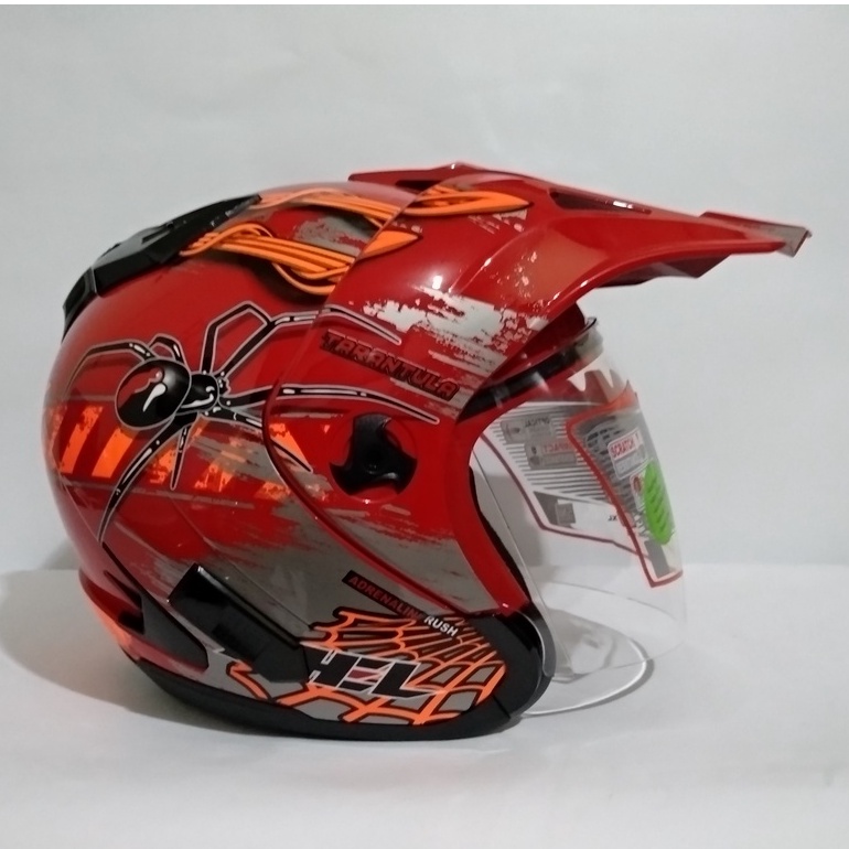 HELM  SHEL  ADV   SEMI CROSS  TARANTULA    ORANGE  FLUO      SNI  ORI