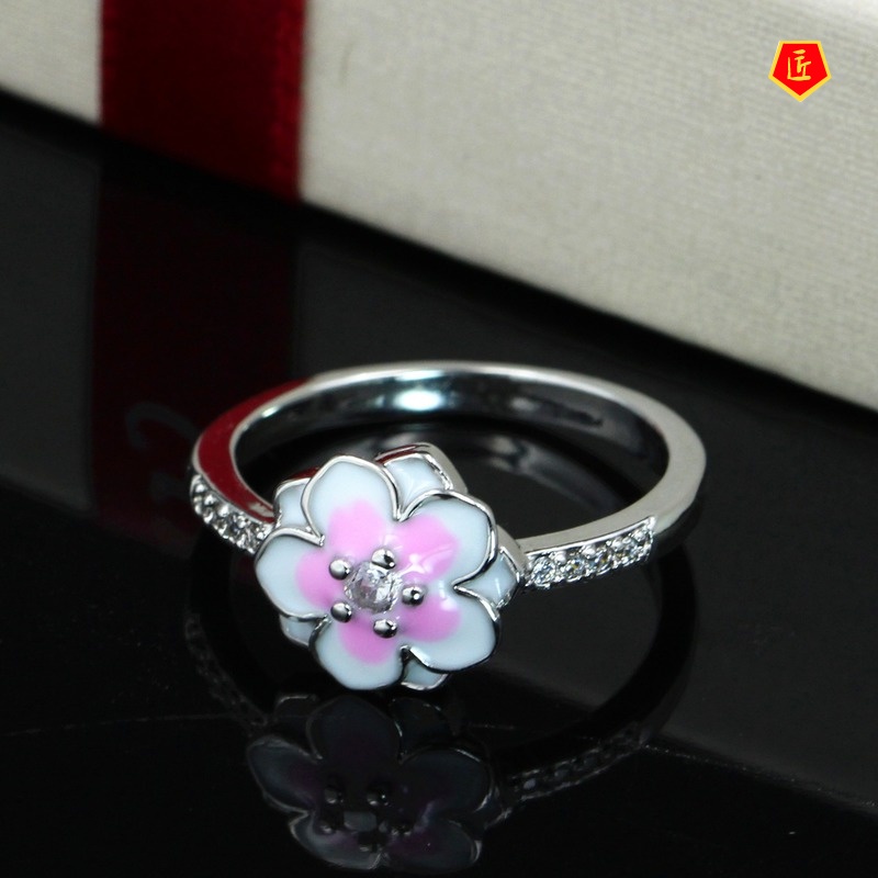 [Ready Stock]Elegant Simple 925 Silver Peach Blossom Ring