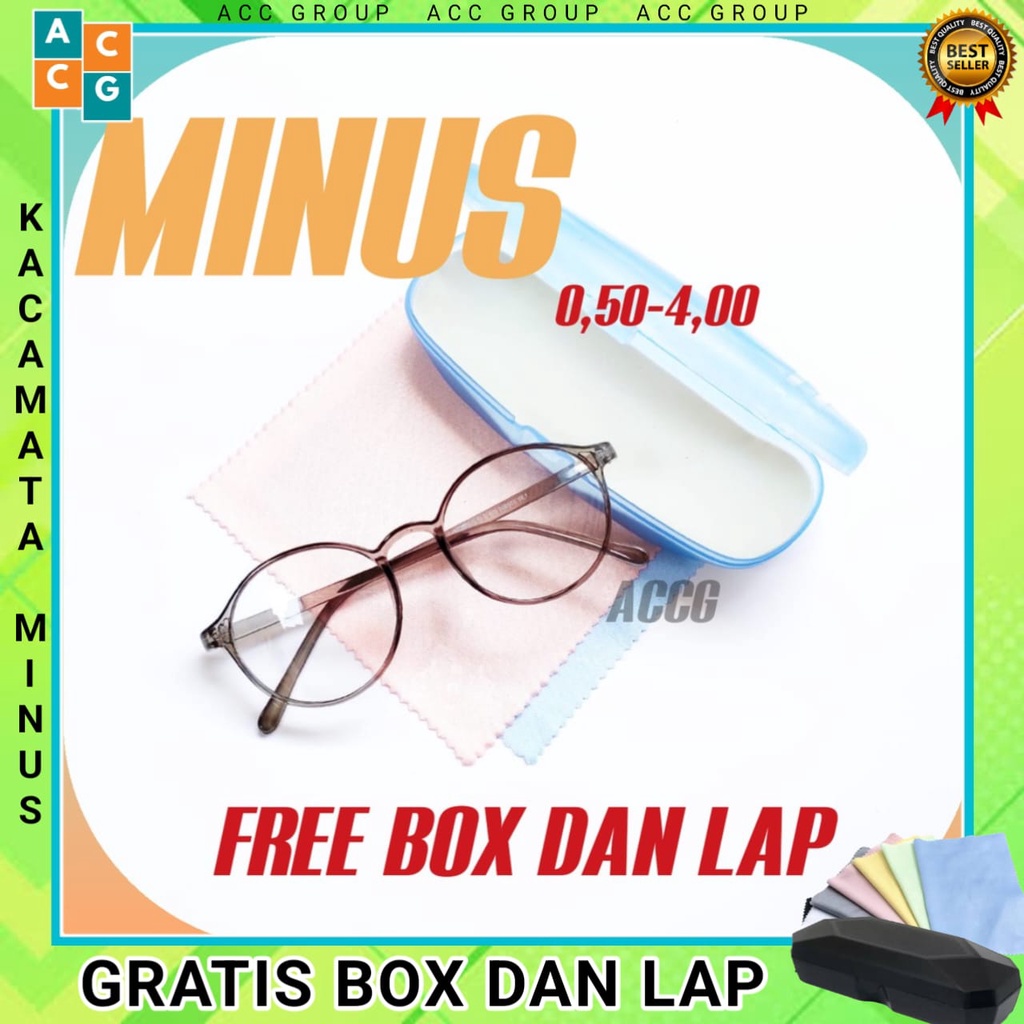 READY STOCK LENSA MINUS OVAL MODEL KOREAN TERBARU UKURAN 0.50-4.00 FREE BOX DAN LAP