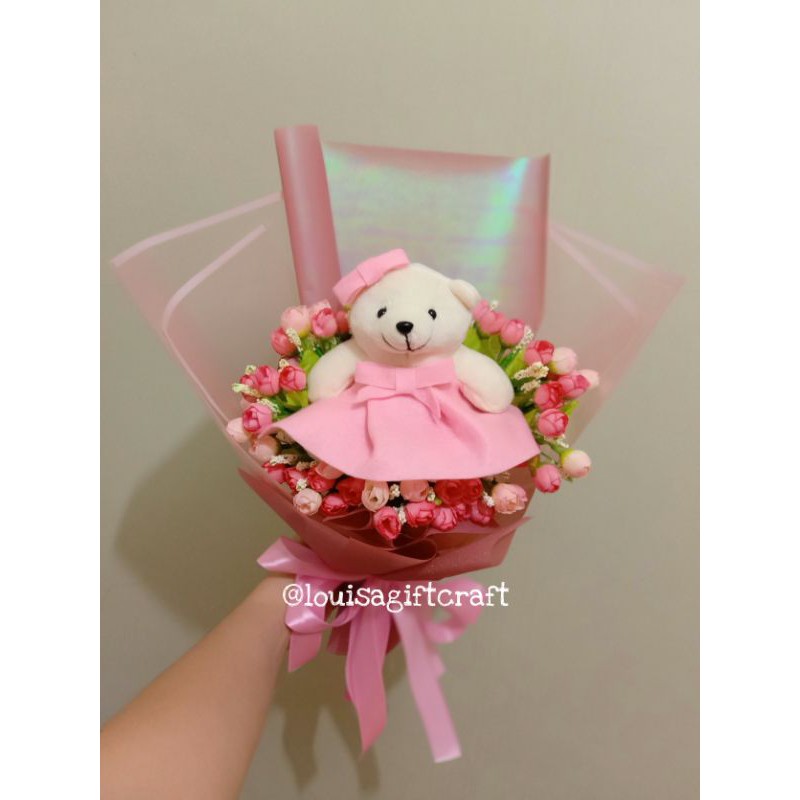 buket boneka/buket bunga/buket boneka dan bunga pink /buket wisuda /buketulangtahun