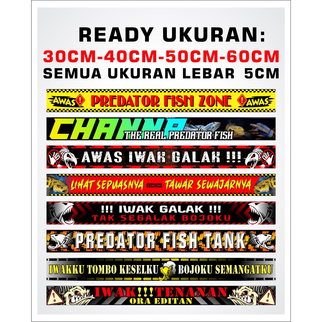 stiker predator fish/stiker aquarium 70-100cm