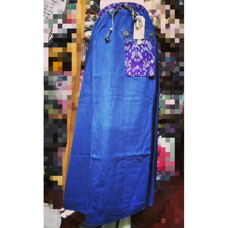 Rok jeans panjang kombinasi