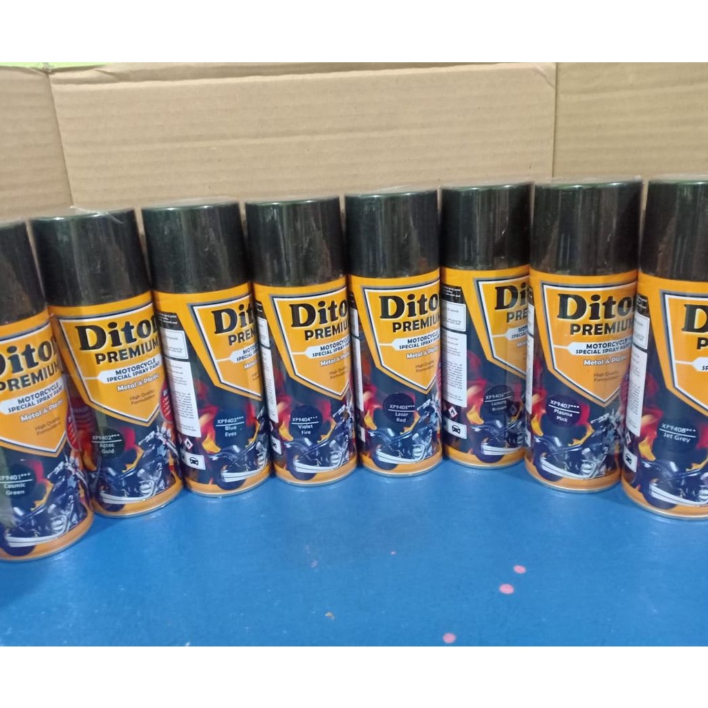 Pilok Pilox Cat Semprot DITON XIRALLIC PREMIUM COLORS BY DITON PREMIUM Cosmic Green, Aztec Gold, Blue Eyes, Violet Fire, Laser Red, Luxury Brown, Plasma Pink and Jet Grey) 400cc