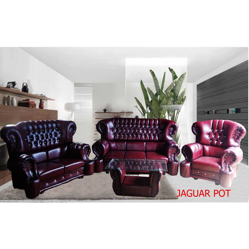 SOFA TAMU JAGUAR POT 321 + MEJA + KACA