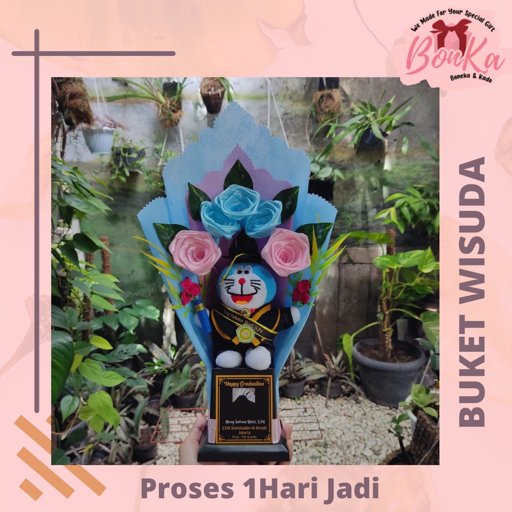 Kado Wisuda Hadiah  Buket Bunga Hampers Boneka Beruang Teddy Bear Tedi Tedy Doraemon Hello Kitty  Ul