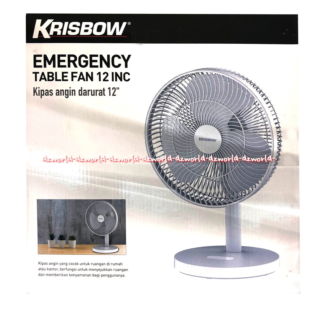 Krisbow Emergency Table Fan 12inch White Kipas Angin Meja Mini Putih