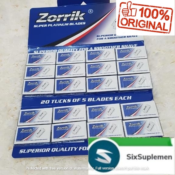 (BIRU) Silet Zorrik Platinum 1 renteng isi 20 kotak (100 pcs) pengganti supermax