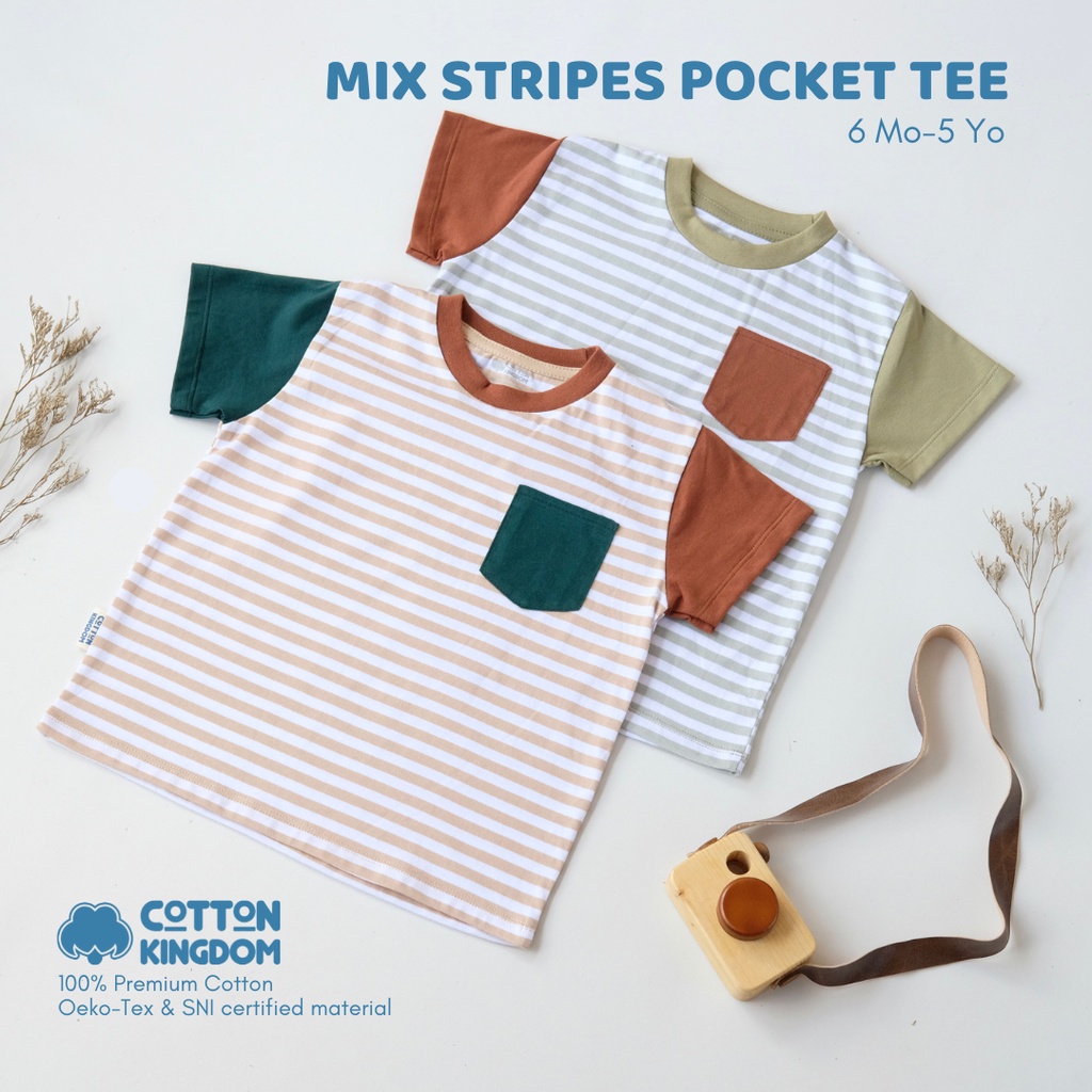 Cotton Kingdom Baby &amp; Toddler Mix Stripes Pocket Tee/ Kaos Stripes Anak/ Pocket Tee