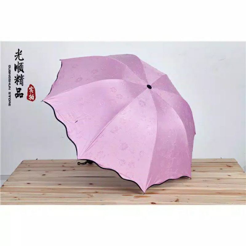 magic umbrella payung lipat 3D ajaib muncul motif jika basah anti UV