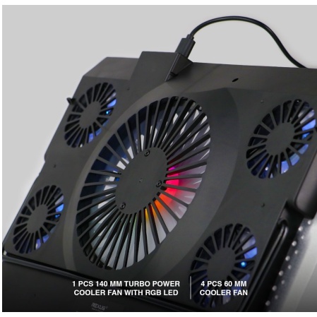 ITSTORE Rexus Cooling Pad / Coolingpad Breeze B150 5 Fan With RGB Alas pendingin Laptop