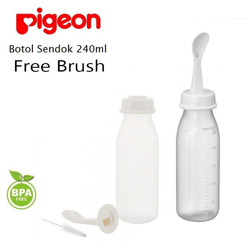 Pigeon Weaning Bottle With Spoon Botol Sendok Bayi GRATIS Sikat botol