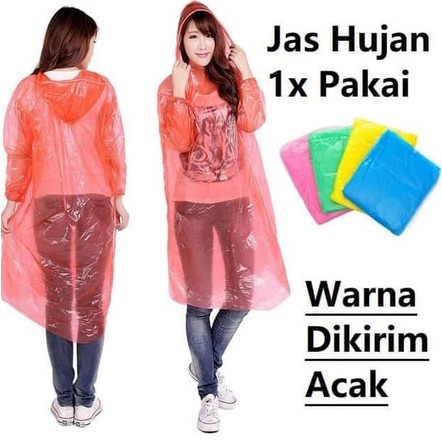 Jas Hujan motor Jaket Hujan Sekali Pakai Plastik Tipis Disposable Raincoat