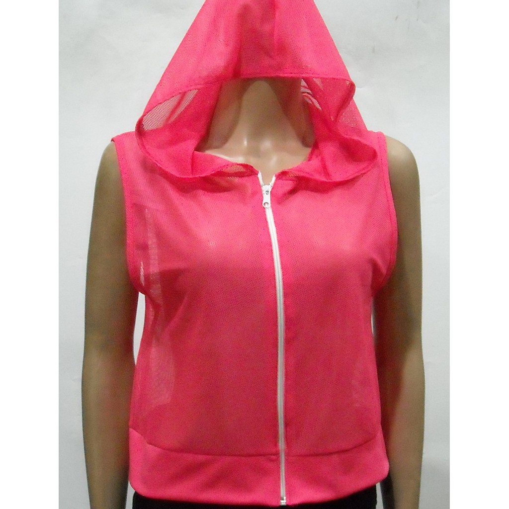 Baju senam bahan jala zumba Yoga Aerobik model Hoodie Crop Top