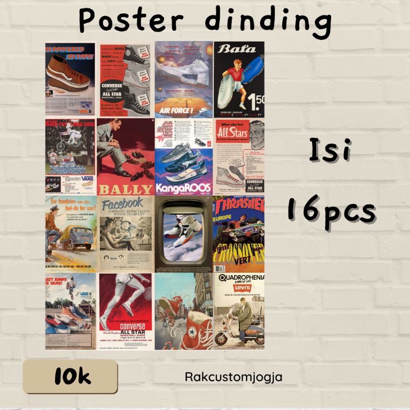 Isi 16 poster custom aesthethic retro vintage / poster dinding vintage retro / poster dinding custom