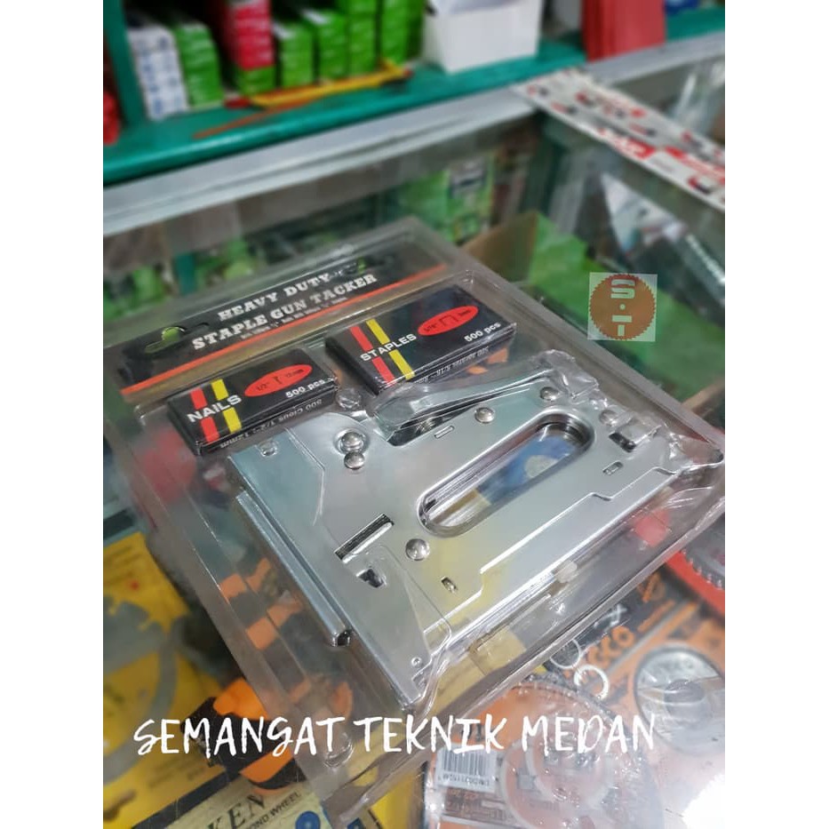 

STAPLES TEMBAK MANUAL GUN TACKER MULTIFUNGSI BISA PAKU U I HEAVY DUTY