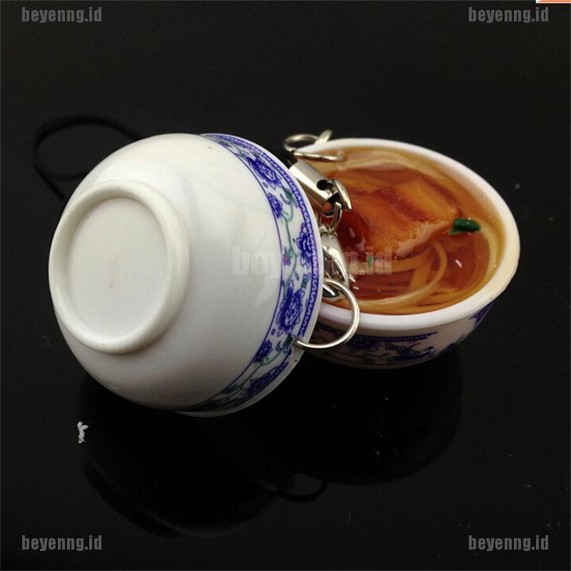 BEY 1PCS-Cute-Food-Simulation-Key-Chains-Chinese-Blue-and-white-porcelain-Food-Bowl