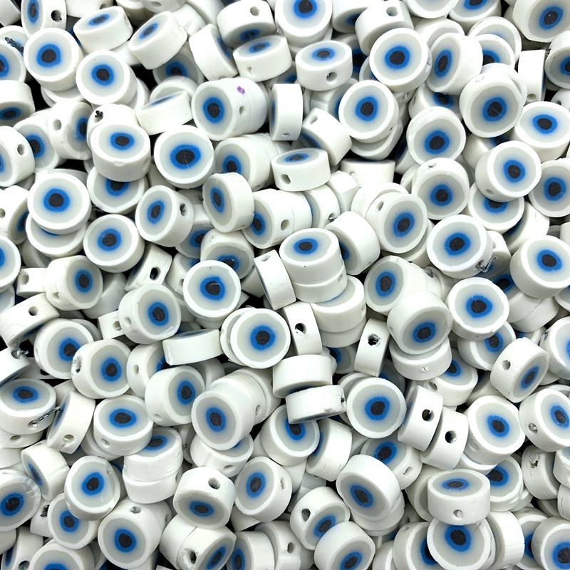 30pcs / lot 10mm Manik-Manik Mata Setan Bahan Polymer Clay Untuk Membuat Perhiasan DIY