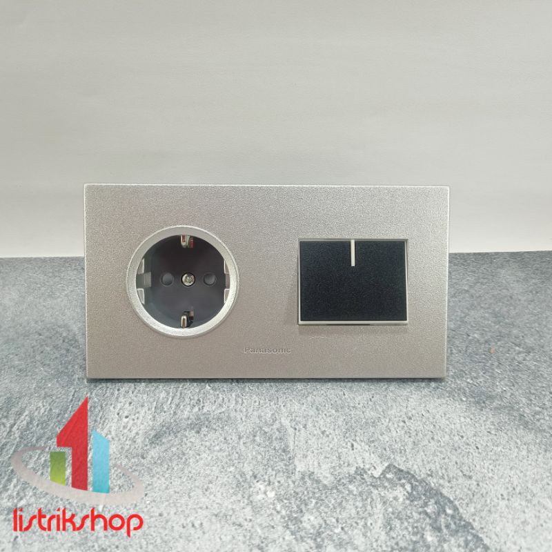 Stop Kontak + Saklar Engkel Panasonic Silver-black