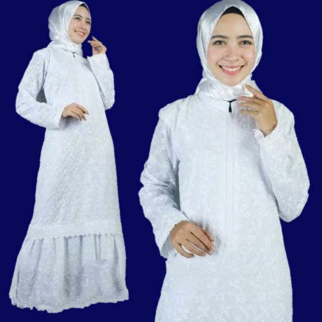 Baju Gamis Putih Bahan Katun Bordir / Gamis Putih Model