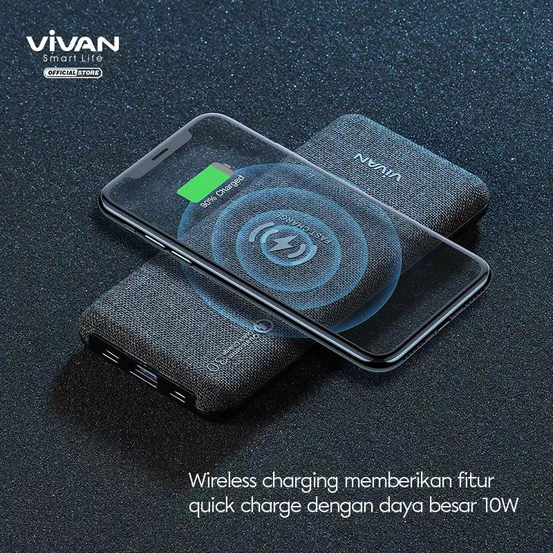 ORIGINAL POWERBANK 10000mah QUICK CHARGE WIRELESS -VIVAN VPB-W10