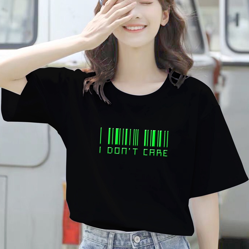 CALVIERO SHOP - BAJU KAOS ATASAN WANITA PRINT BARCODE DONT CARE PRINT