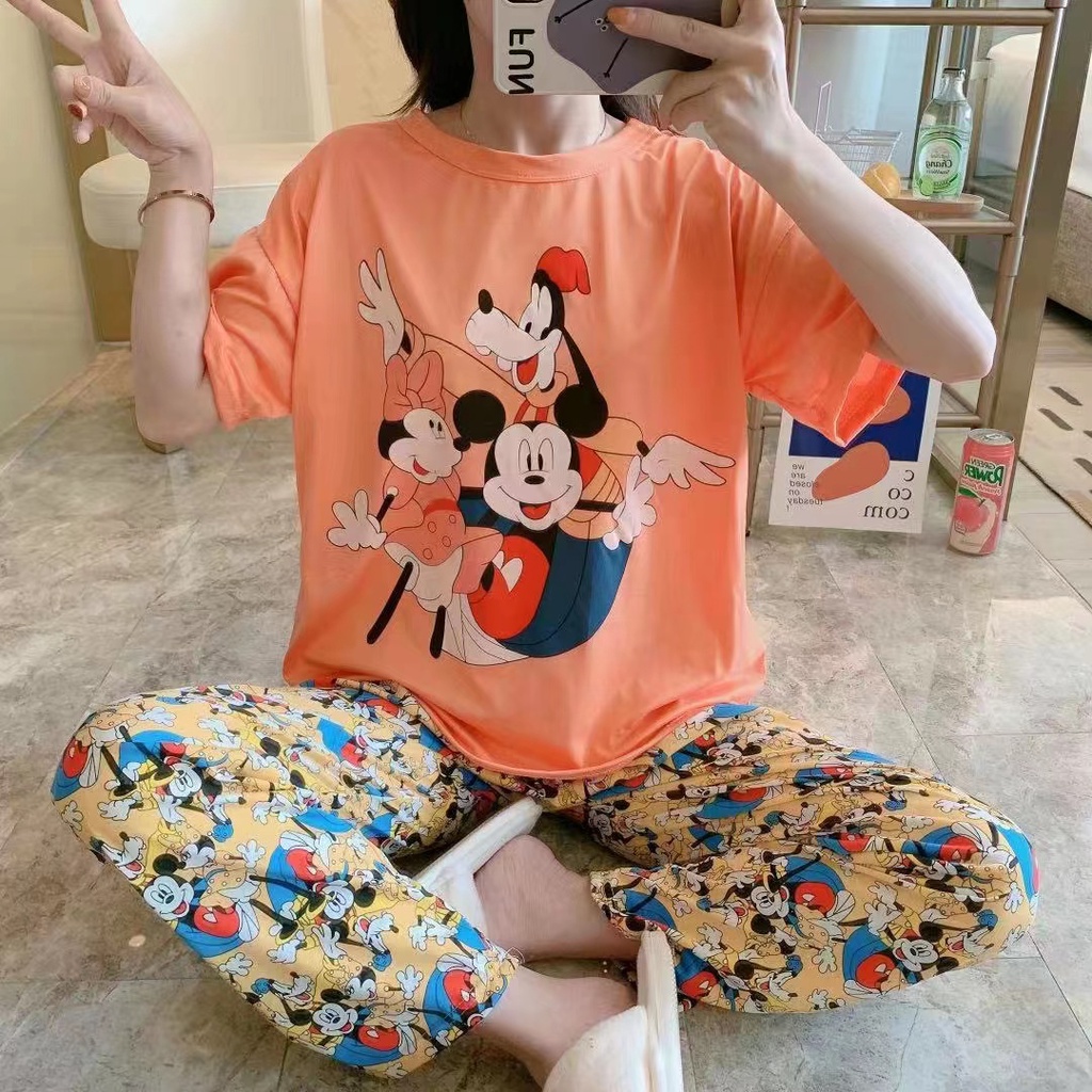 Piyama CP wanita baju tidur import jumbo/bigsize-CP TRIO MICKY OREN