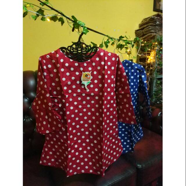BLUS LONCENG POLKADOT POLKA MERAH DAN BIRU MICKEY