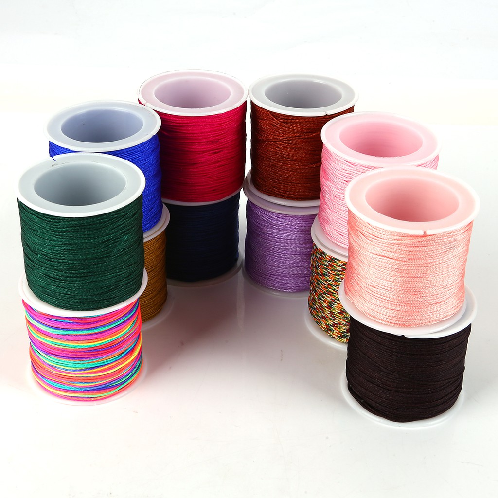 50meter/roll 0.8mm 24warna Benang Tali Nilon Simpul Cina Macrame Cord Gelang Braided String Thread Untuk Aksesoris Jahit Pakaian DIY