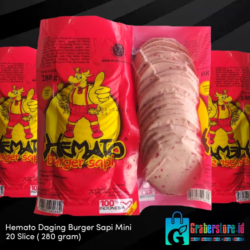 

Hemato Burger Sapi Mini 20s 280Gram daging burger frozenfood