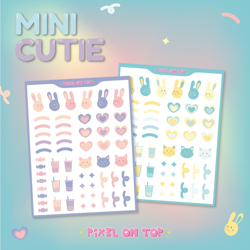 

'Mini Cutie' Sticker Deco by PIX3L ON TOP | Confetti Ribbon Aesthetic Cute untuk Toploader Jurnal Photocard Polco KPOP Kiss Cut Set Vinyl