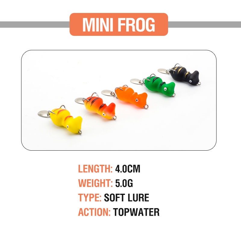1pc Umpan Pancing Softlure Bentuk Kodok Mata 3D 5 Warna 4cm / 5g Dengan Kail Ganda
