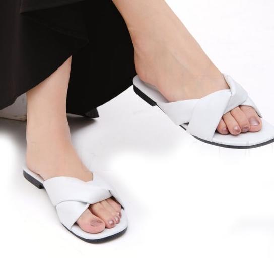 sandal slip on teplek wanita flat Tali Silang /Sendal pesta slop kokop remaja kekinian  ✓