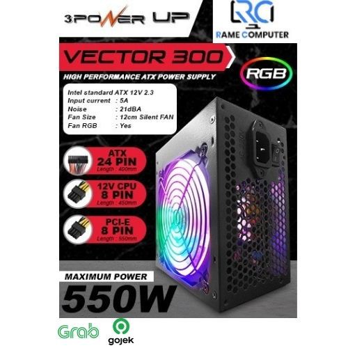 Power Supply Power Up Vector 300 - PSU RGB 550 WATT