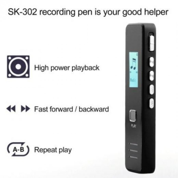 Perekam Suara Digital SK302 Voice Recorder Super Slim HD Alloy - 8GB