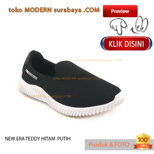NEW ERA TEDDY HITAM  PUTIH sepatu pria casual slip on