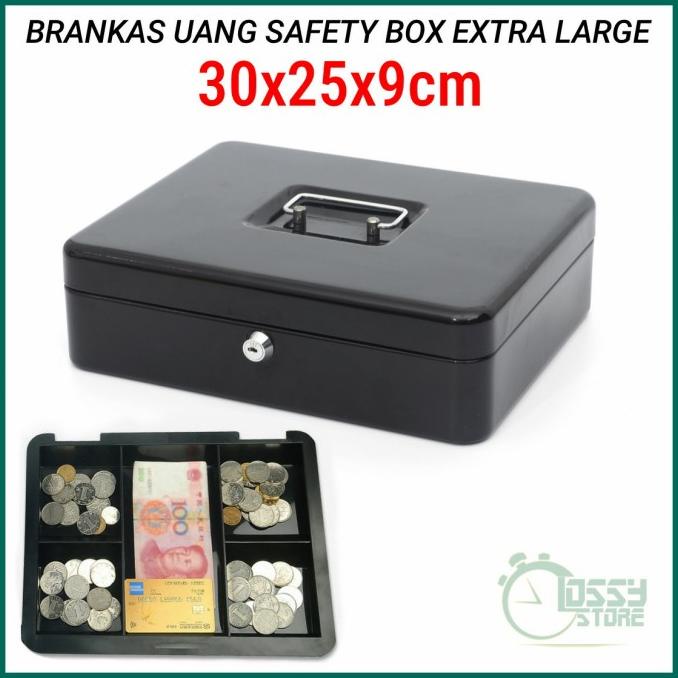Brankas Mini Cash Box Safety Brangkas Uang Kotak Key Lock 30x25x9cm