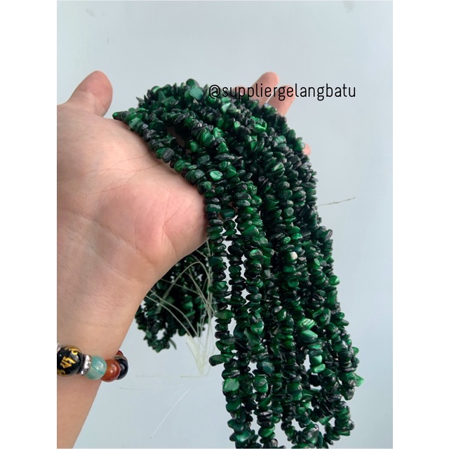 kerikil kerang DARK GREEN CARNELIAN 1cm bahan manik akik hijau tua