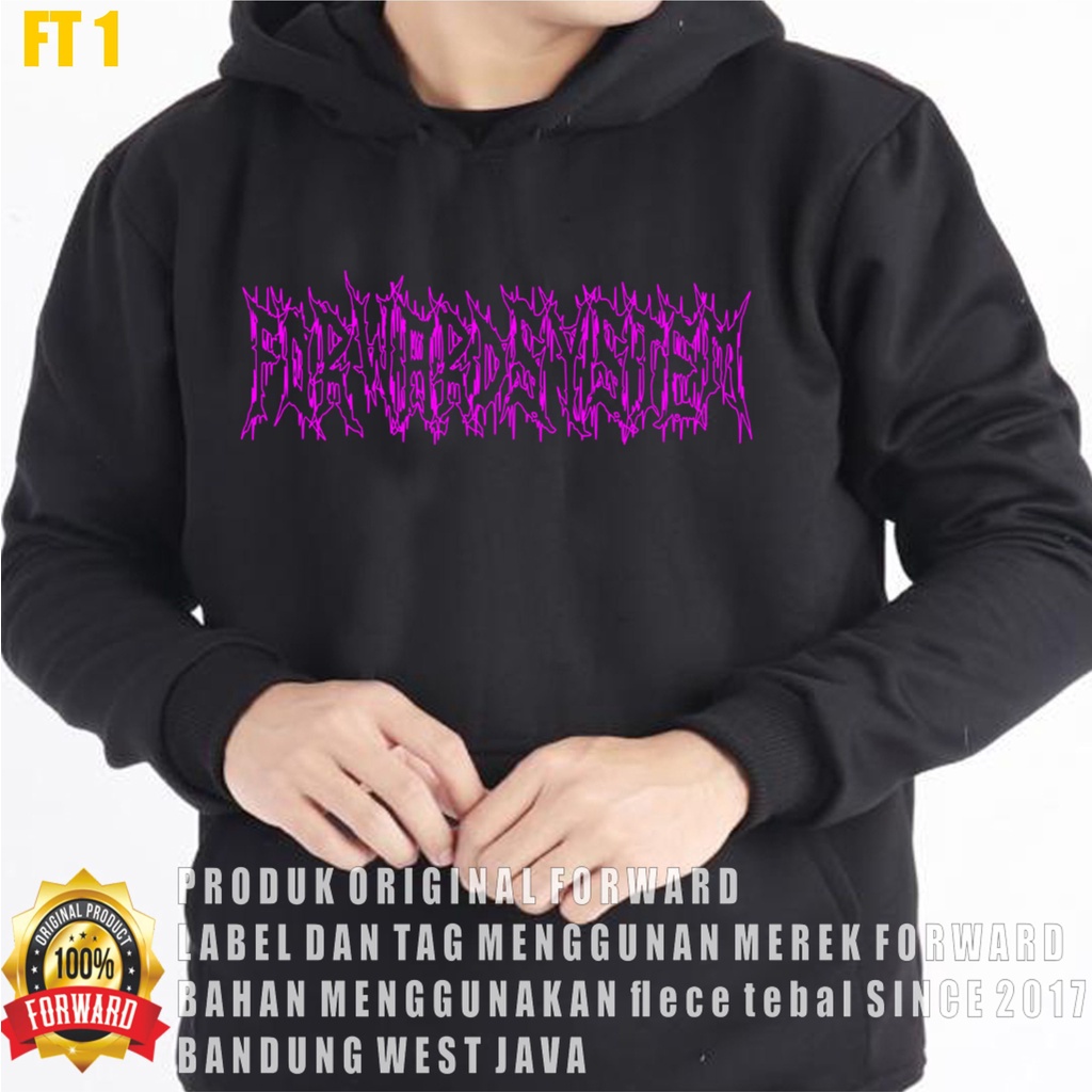 FORWARD SYSTEM - Sweater Hoodie Jumper Black &amp; Cream Motif Aesthetic Pria Bahan Katun Fleece Premium Lanzclothing FT1