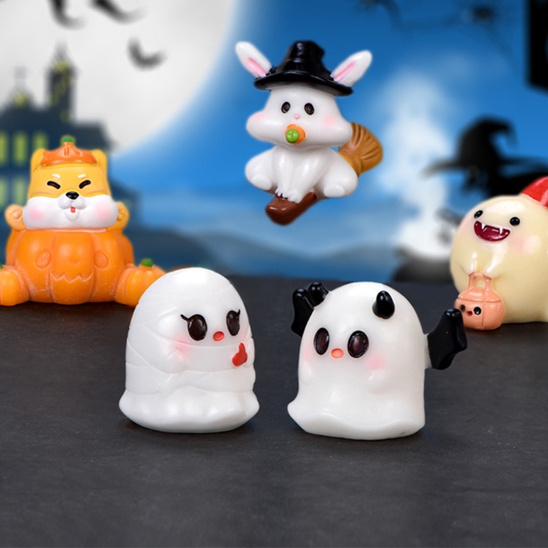 Zzz 20pcs / Set Mainan Miniatur Kartun Peri / Labu / Hantu / Hantu / Lampu Untuk Dekorasi Halloween