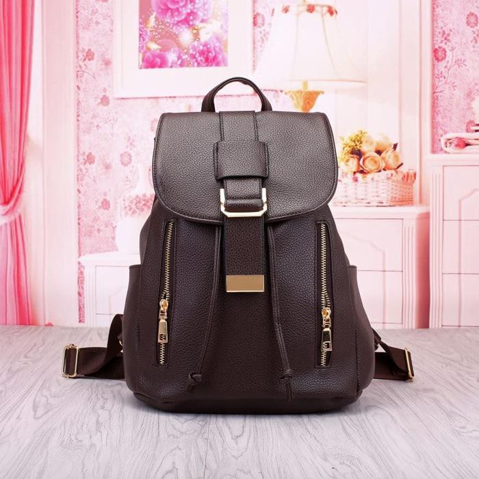 Tas Ransel Cewek Korea Import Brown Coklat EL210903